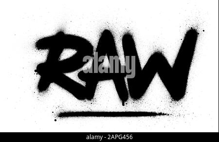 graffiti raw word sprayed in black over white Stock Vector