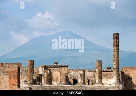 The antique roman ruins of Pompeii, city destroyed by the vesuvio Volcano, inscribed on the world heritage list of UNESCO. Stock Photo