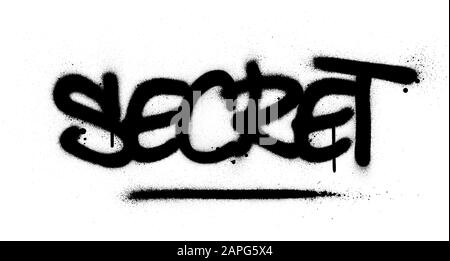 graffiti secret word sprayed in black over white Stock Vector