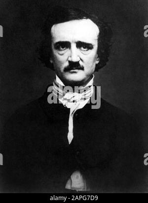 Vintage portrait photo of American writer, poet, editor and literary critic Edgar Allan Poe (1809 – 1849). Daguerreotype photo circa 1848 by W S Hartshorn. Stock Photo