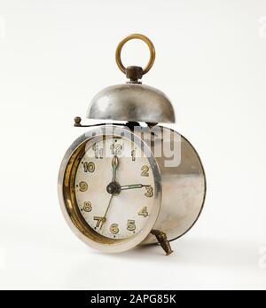 Old mechanical alarm clock with one bell Stock Photo