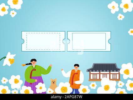 Korean style gift voucher certificate coupon, event and tags template 010 Stock Vector