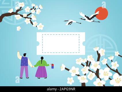 Korean style gift voucher certificate coupon, event and tags template 008 Stock Vector