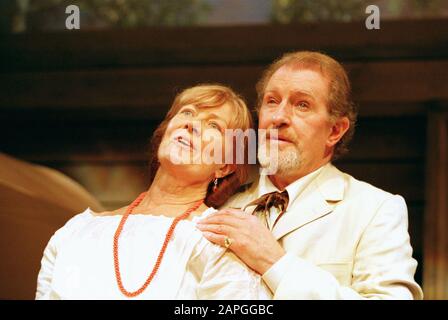 Vanessa Redgrave (Ranevskaya) and Corin Redgrave (Gaev) in THE CHERRY ORCHARD by Anton Chekhov directed by Trevor Nunn at the Cottesloe Theatre, National Theatre (NT) London in 2000. Vanessa Redgrave, actress and political activist, born in London in 1937. Awarded CBE in 1967. Corin Redgrave, actor and political activist, 1939-2010. Stock Photo