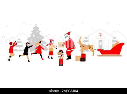 Merry Christmas and Happy New Year time cartoon illustrations 007 Stock Vector