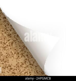 Paper lower left corner with cork background Stock Vector