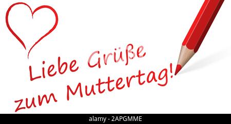 red pen with text for Mother's Day and one heart Stock Vector
