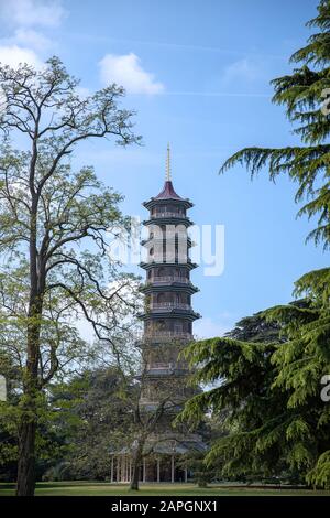 The Great Pagoda shot from a distance at Kew Gardens, London, United Kingdom Stock Photo