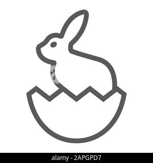 Easter bunny line icon, easter and holiday, rabbit in egg sign, vector graphics, a linear pattern on a white background, eps 10. Stock Vector