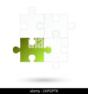 Puzzle - four parts - Green Option Stock Vector