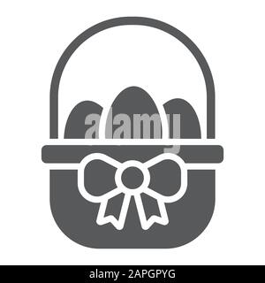 Easter basket with eggs glyph icon, easter and holiday, eggs in basket sign, vector graphics, a solid pattern on a white background, eps 10. Stock Vector