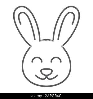 Cute Bunny thin line icon, easter and holiday, rabbit sign, vector graphics, a linear pattern on a white background, eps 10. Stock Vector