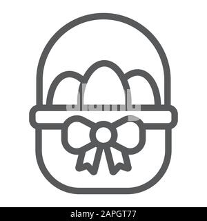 Easter basket with eggs line icon, easter and holiday, eggs in basket sign, vector graphics, a linear pattern on a white background, eps 10. Stock Vector