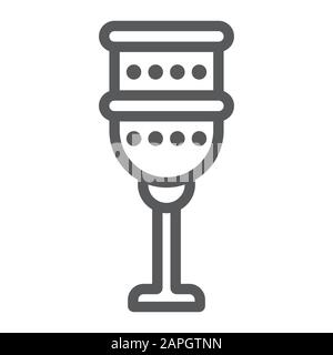 Holy chalice line icon, religion and prayer, religion cup sign, vector graphics, a linear pattern on a white background, eps 10. Stock Vector
