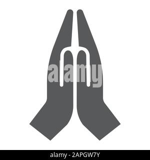 Pray glyph icon, religion and prayer, hands praying sign, vector graphics, a solid pattern on a white background, eps 10. Stock Vector