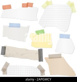 collection of different colored scraps of papers with adhesive strips Stock Vector
