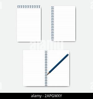 Set notebook design template with pencil Stock Vector