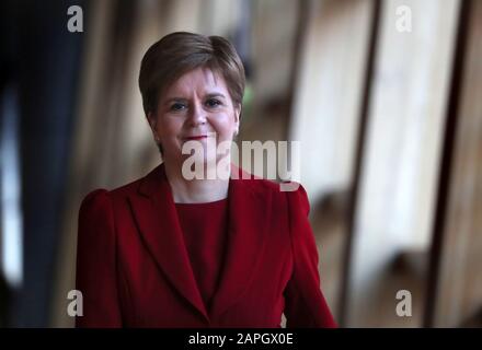 First Minister Nicola Sturgeon before FMQs at the Scottish Parliament in Edinburgh. PA Photo. Picture date: Thursday January 23, 2020. See PA story SCOTLAND Questions. Photo credit should read: Andrew Milligan/PA Wire Stock Photo