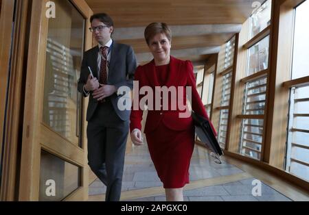 First Minister Nicola Sturgeon before FMQs at the Scottish Parliament in Edinburgh. PA Photo. Picture date: Thursday January 23, 2020. See PA story SCOTLAND Questions. Photo credit should read: Andrew Milligan/PA Wire Stock Photo