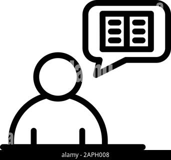 Storyteller thinking icon, outline style Stock Vector