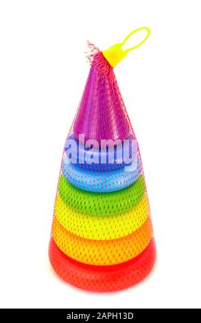 plastic toy pyramid, on white Stock Photo