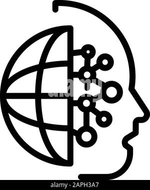 Machine learning icon, outline style Stock Vector