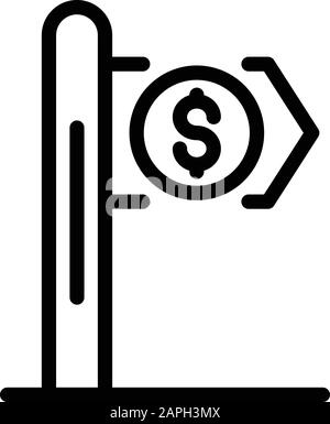 Finance pillar direction icon, outline style Stock Vector
