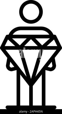 Gamer take diamond prize icon, outline style Stock Vector