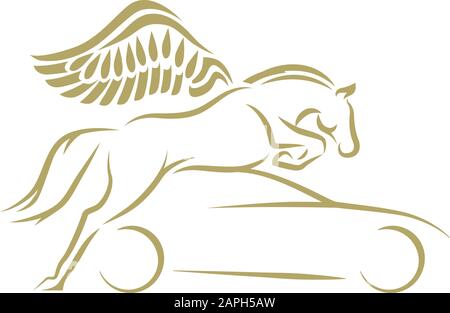 Pegasus and abstract car Stock Vector
