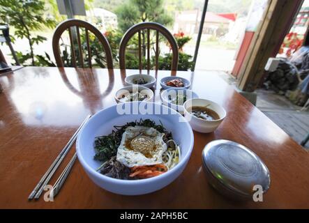 sanchae bibimbap at a local restaurant in Korea