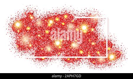 Happy Valentines Day. Red glitter frame background. Vector illustration Stock Vector