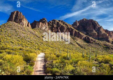 Superstition Mountains near Florence Junction, Az. Tonto National Forest. Stock Photo