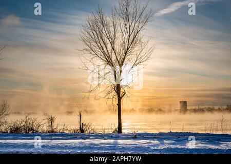 St-Lawrence river in the winter,  Lachine rapids Stock Photo