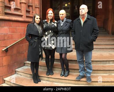 Dog owners (left to right) April Lock, Rebecca Parsons, and Liz and Tim ...