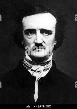 Vintage portrait photo of American writer, poet, editor and literary critic Edgar Allan Poe (1809 – 1849). Daguerreotype photo circa 1848 by W S Hartshorn. Stock Photo