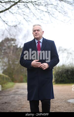 Presenter and newsreader Huw Edwards arrives for his guest appearance at Sandringham Women's Institute (WI) meeting at West Newton Village Hall, Norfolk, which is also due to be attended by Queen Elizabeth II. PA Photo. Picture date: Thursday January 23, 2020. Photo credit should read: Joe Giddens/PA Wire Stock Photo