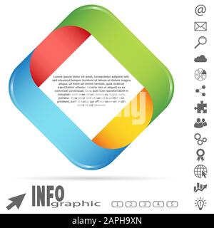 business info graphic colored with four options and some web icons Stock Vector