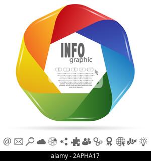 business info graphic colored with seven options and some web icons Stock Vector