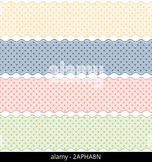 collection of four different colored seamless dotted banners Stock Vector