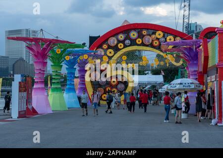 Singapore, Singapore - January the 23rd, 2020 : Singapore Chinese New Year River HongBao 2020 celebration, the year of the rat Stock Photo