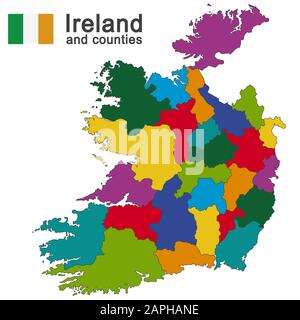 european country Ireland and counties in details Stock Vector