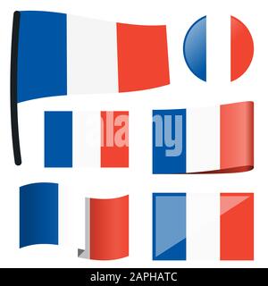 collection of different swung flags of country France Stock Vector