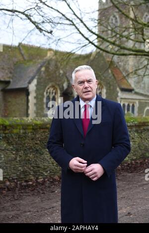 Presenter and newsreader Huw Edwards arrives for his guest appearance at Sandringham Women's Institute (WI) meeting at West Newton Village Hall, Norfolk. PA Photo. Picture date: Thursday January 23, 2020. Photo credit should read: Joe Giddens/PA Wire Stock Photo