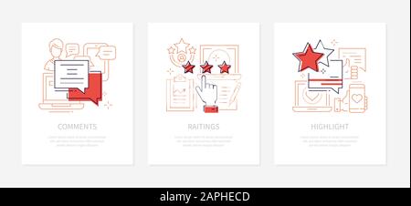 SMM strategy - vector line design style banners set Stock Vector