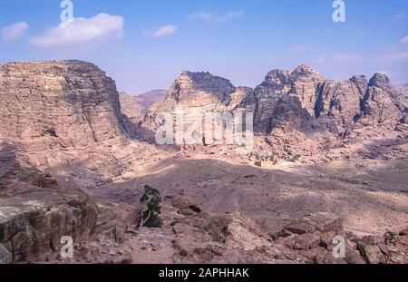 Jordan Countryside Jordan. Rugged mountain landscape overlook at the World famous UNESCO ...