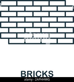 Bricks line icon. Thin style element from construction tools icons collection. Outline Bricks icon for computer and mobile. Symbol, logo vector Stock Vector