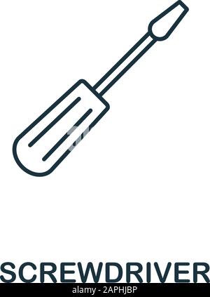 Screwdriver line icon. Thin style element from construction tools icons collection. Outline Screwdriver icon for computer and mobile. Symbol, logo Stock Vector