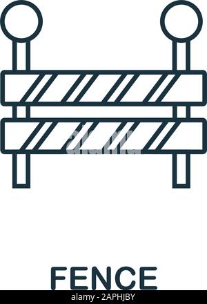 Fence line icon. Thin style element from construction tools icons collection. Outline Fence icon for computer and mobile. Symbol, logo vector graphics Stock Vector