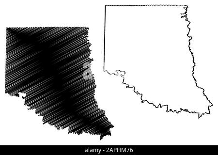 Sevier County, Arkansas (U.S. county, United States of America,USA, U.S., US) map vector illustration, scribble sketch Sevier map Stock Vector