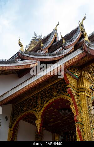 Exterior view of Haw Pha Bang Sanctuary on the grounds of the Royal Palace, Luang Prabang, Laos. Stock Photo